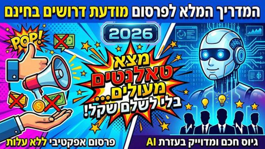 המדריך המלא לפרסום מודעת דרושים בחינם ב-2026: איך להגיע לטאלנטים בעידן ה-AI