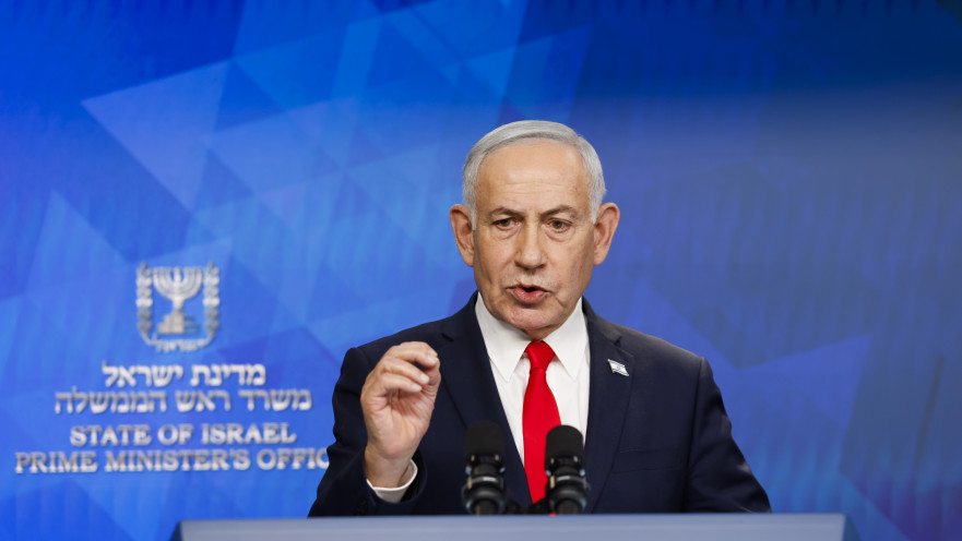 נתניהו במהלך מסיבת העיתונאים אמש