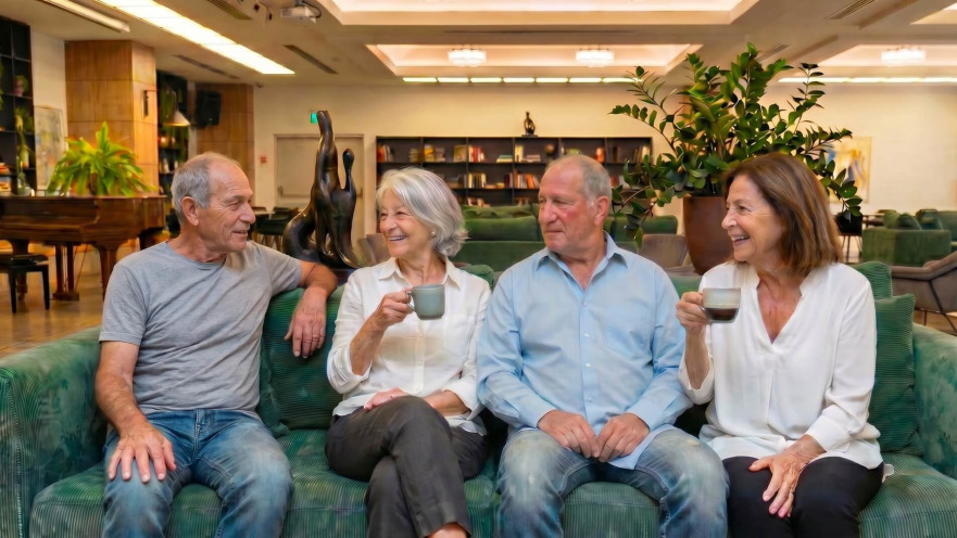 לובי אחוזת צהלה. לא פחות משבעה זוגות מצאו באחוזה אהבה