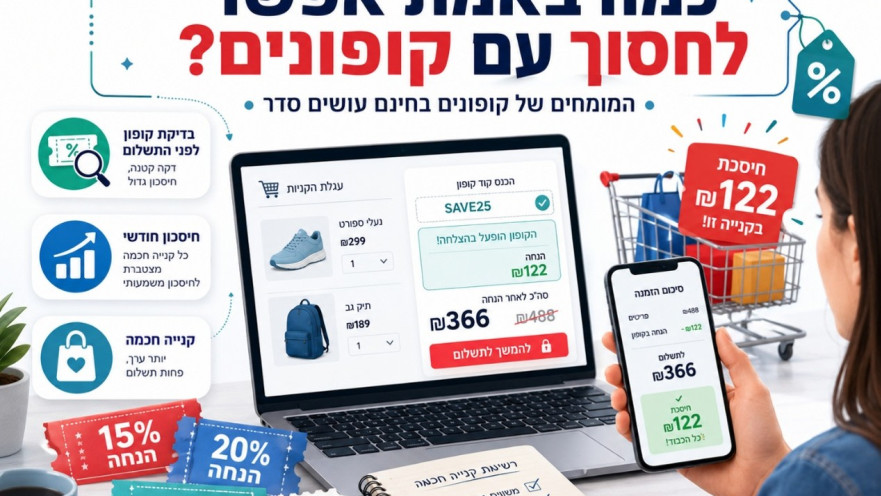 בדיקת קוד קופון לפני התשלום יכולה להוזיל את המחיר הסופי של ההזמנה 