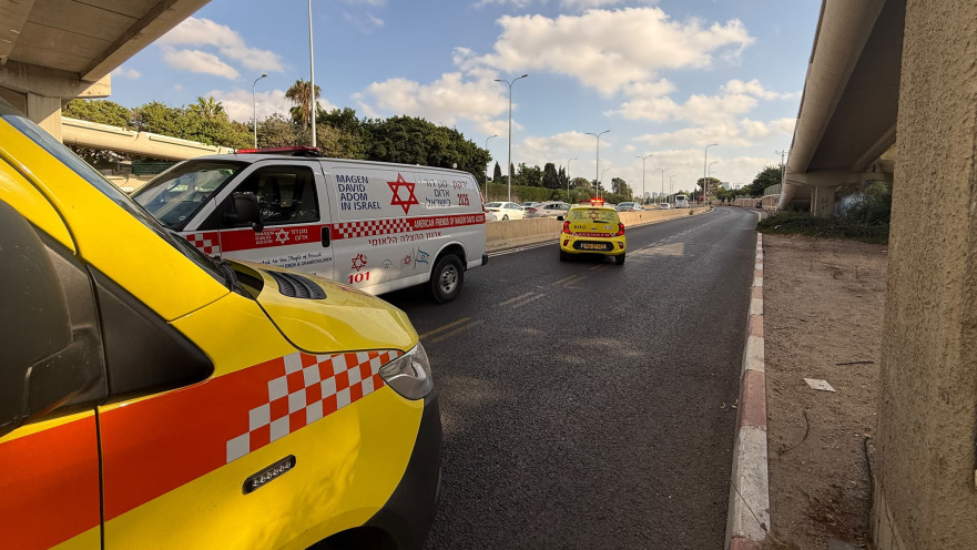 זירת התאונה בכביש 2 לדרום לפני מחלף שמריהו