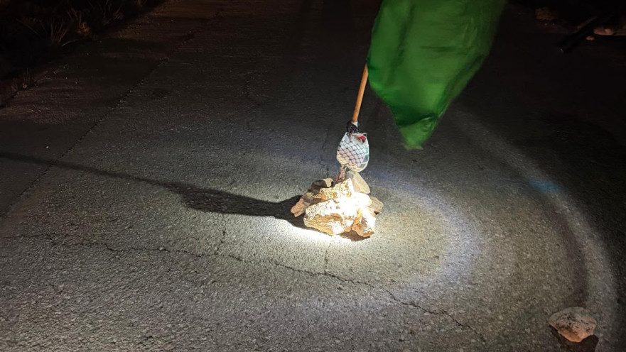 דגל חמאס ומטען דמה שאותרו בכביש סמוך להר בעל חצור בגזרת בנימין