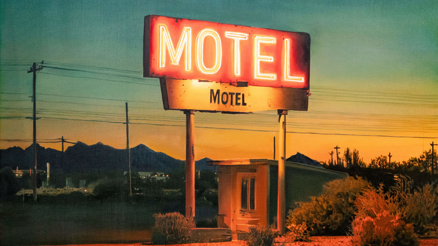 Forgotten Motel, 30x30 in, oil on canvas, 2026