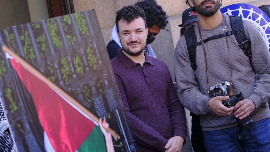 מחמוד חליל בהפגנה באוניברסיטת קולומביה 