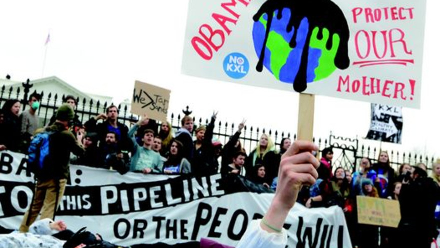 הפגנה של פעילי איכות הסביבה בארה"ב נגד תעשיית הנפט