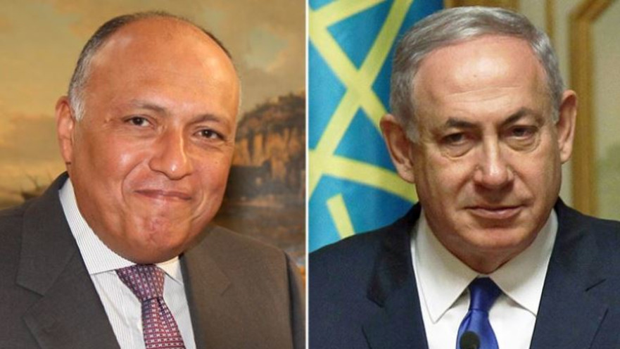 ראש הממשלה בנימין נתניהו ושר החוץ של מצרים סאמח שוקרי