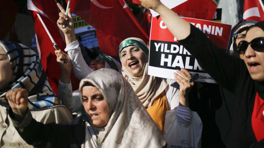 תומכי ארדואן חוגגים את כישלון ניסיון ההפיכה