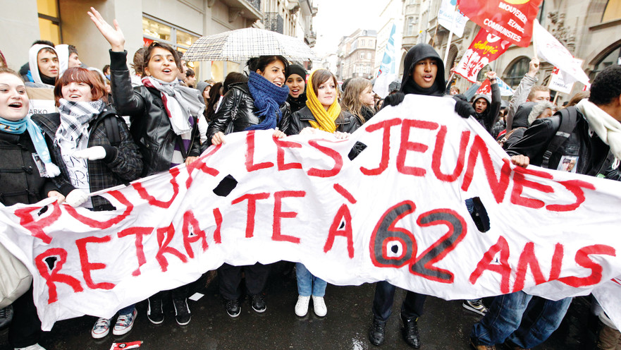 גיל הפרישה לנשים, הפגנה בצרפת