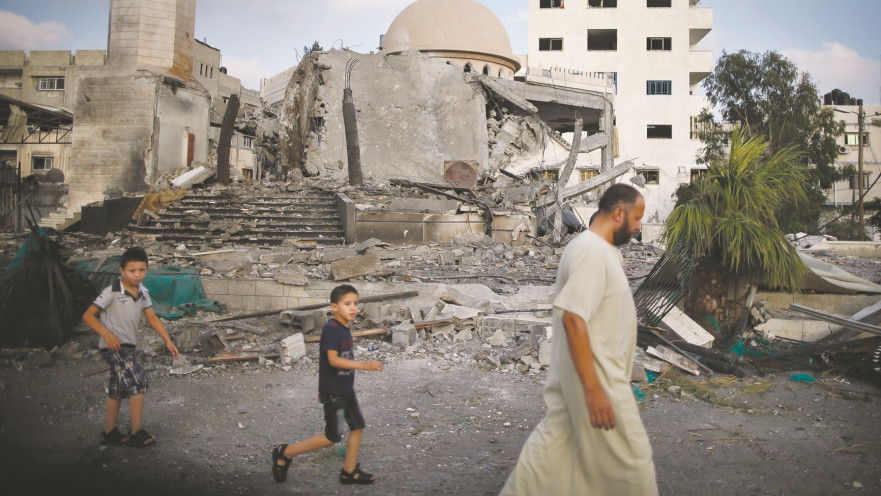 מסגד הרוס בעזה בסוף מבצע צוק איתן