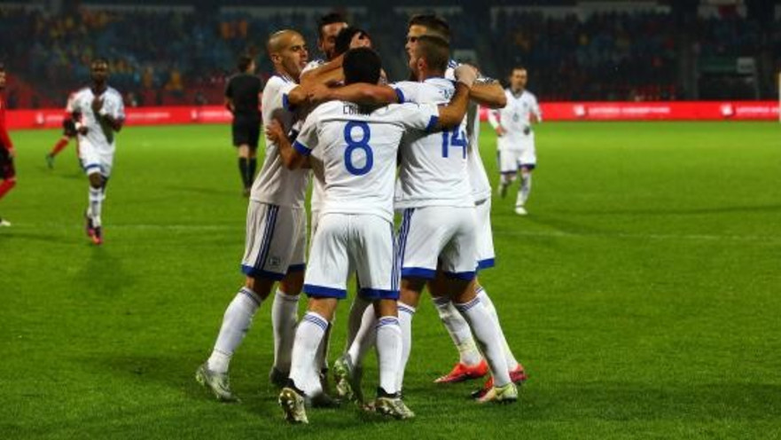 נבחרת ישראל חוגגת מול אלבניה