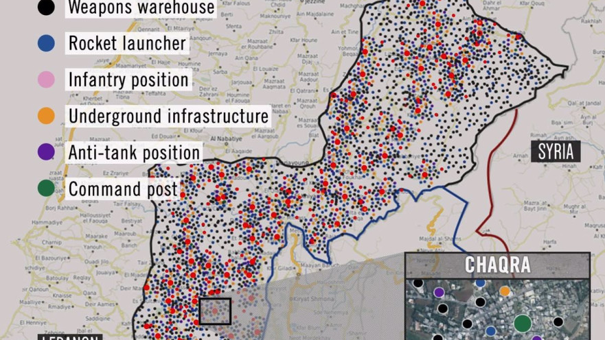 מפת המטרות של צה"ל בלבנון