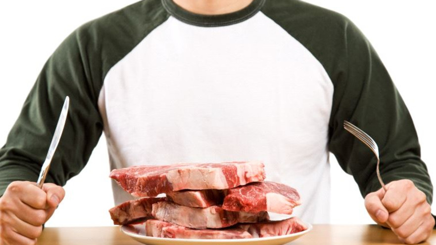 גבר אוכל בשר, אילוסטרציה