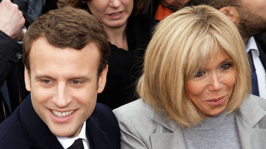 עמנואל מקרון ואשתו