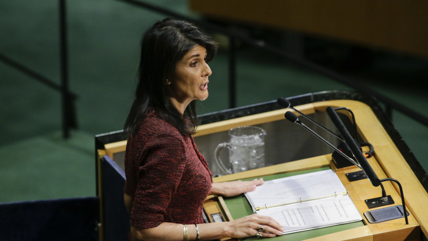 ניקי היילי נואמת בעצרת האו"ם