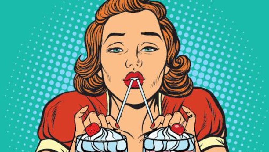 אישה שותה - איור