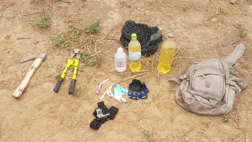 הציוד של המחבלים שחצו את גדר הרצועה