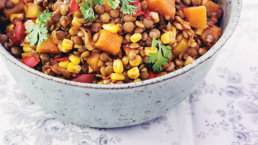 קדרה מקסיקנית של עדשים וירקות