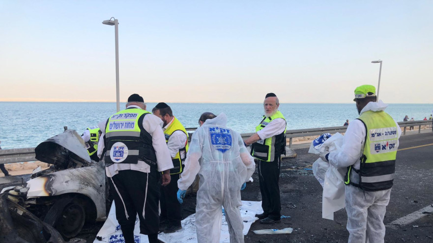 יהודה משי זהב ומתנדבי זק"א בתאונה הקשה בכביש 90