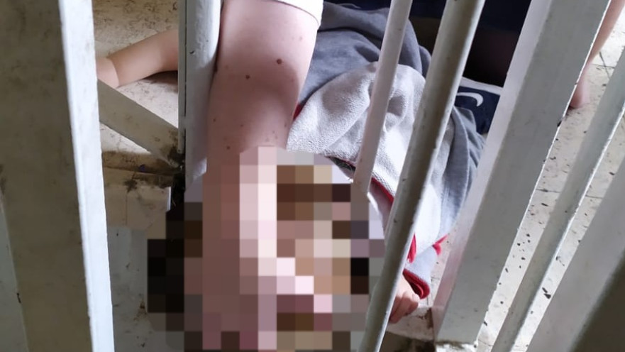 הפעוט לכוד בין הסורגים