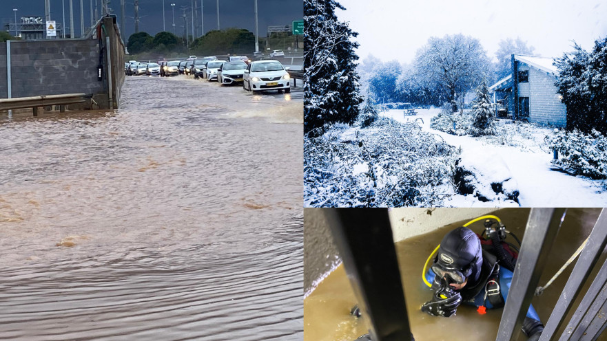 הצפות בגוש דן, חילוץ בתל אביב, שלג במרום גולן