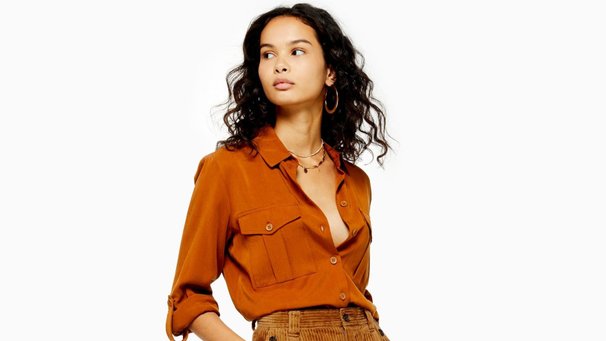 TOPSHOP - מכנסי סיגאר מבד קורדרוי