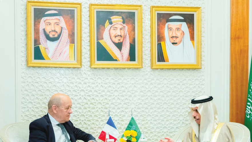 פגישתם של שר החוץ הצרפתי והסעודי