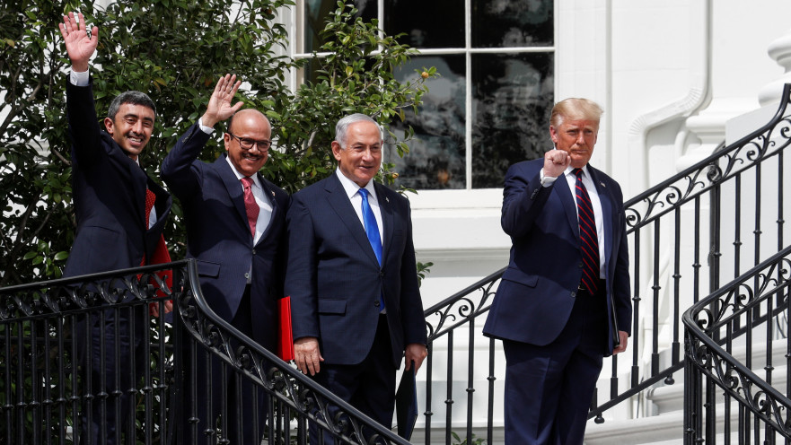 טקס חתימת הסכם השלום עם איחוד האמירויות ובחריין