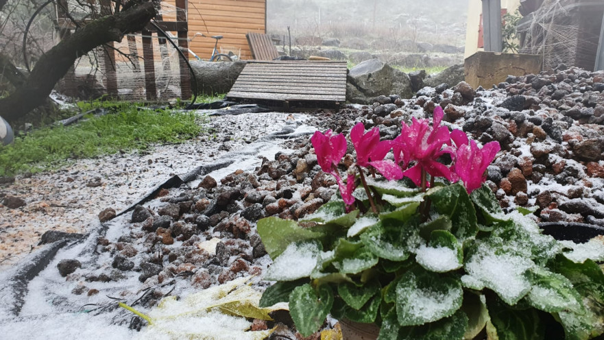 שלג ראשון לעונה במרום גולן