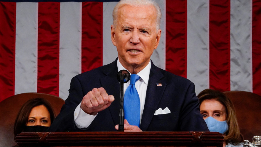 ג'ו ביידן בנאומו הראשון בקונגרס, בסיום 100 ימי כהונתו הראשונים