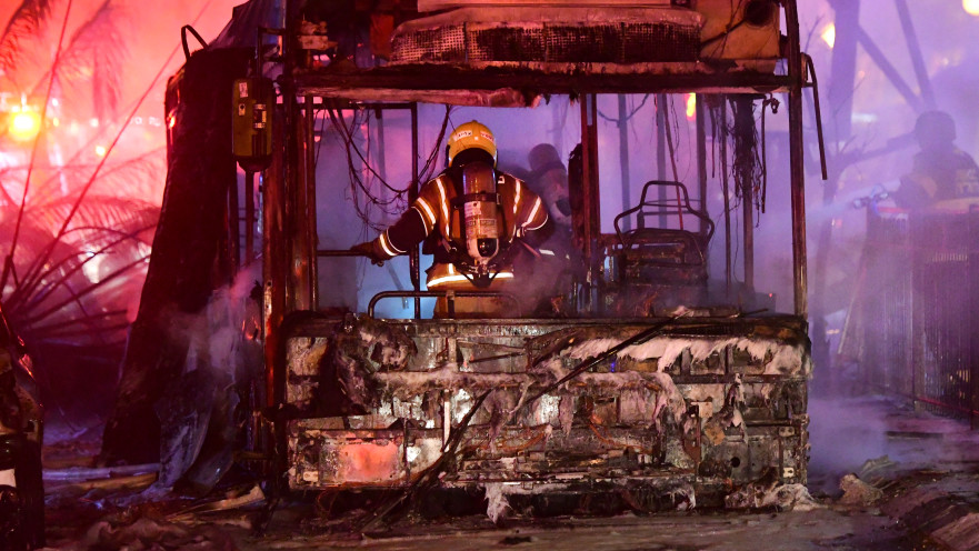 אוטובוס שנפגע מרקטה במהלך מבצע "שומר החומות", 