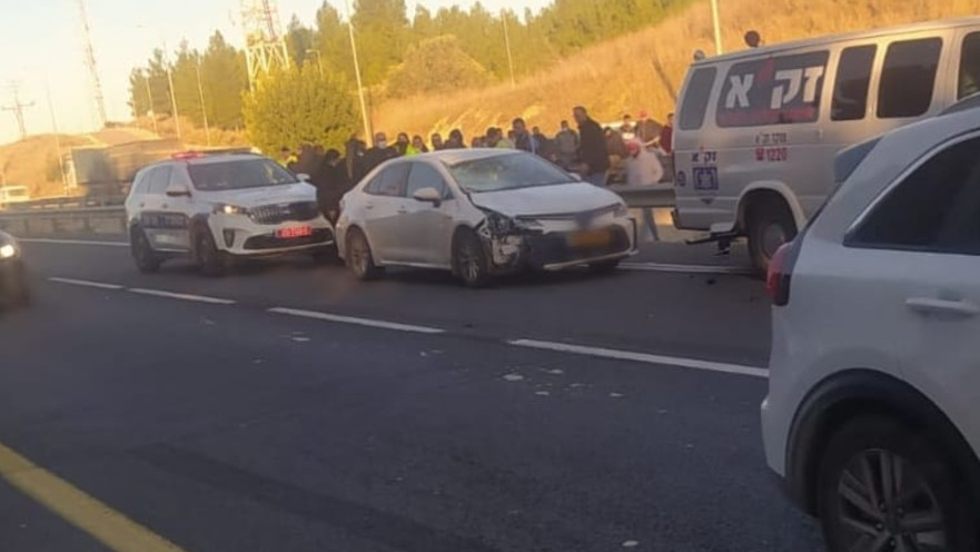 זירת התאונה בכביש 443