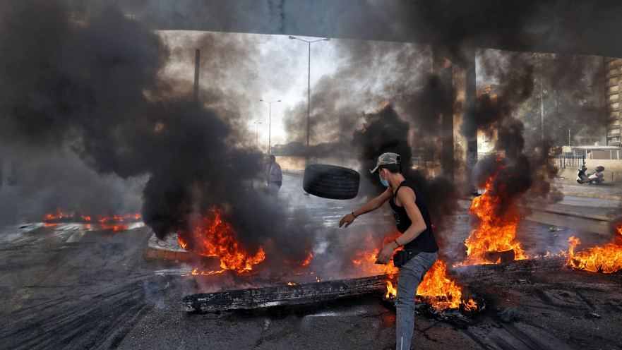 המשבר הכלכלי בלבנון - מפגינים ברחובות ביירות
