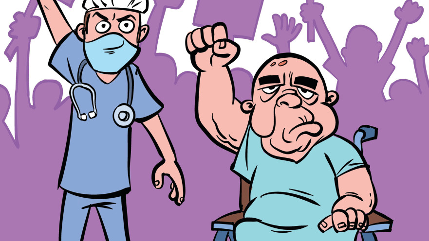 מפגינים עם צוותי הרפואה