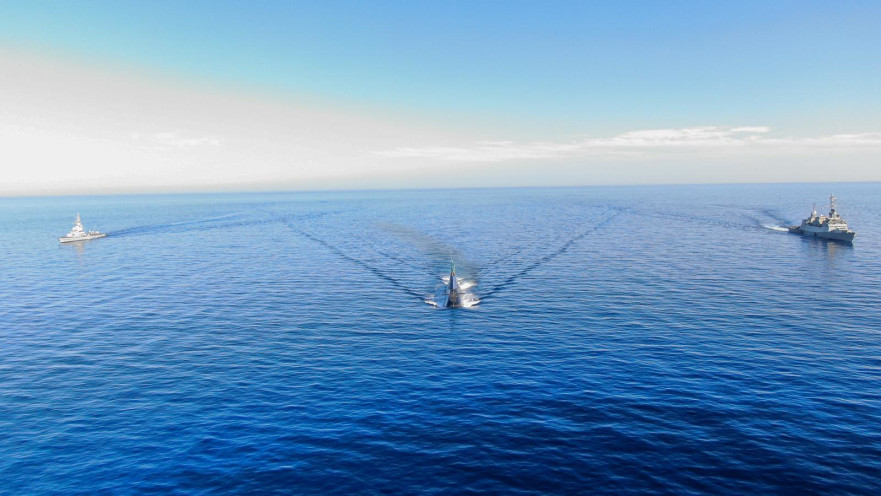 אימון שייטת ספינות הטילים וצוללות בים האדום 