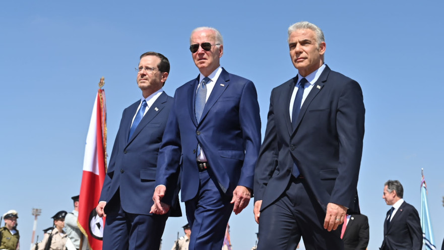 נשיא ארה"ב ג'ו ביידן, ראש הממשלה יאיר לפיד, נשיא המדינה יצחק הרצוג