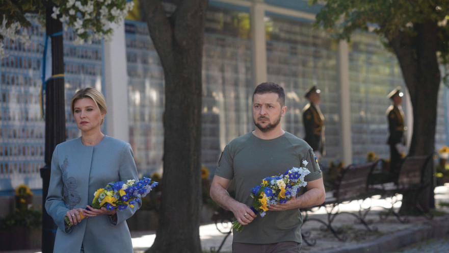 וולודימיר ואולנה זלנסקי יום העצמאות בקייב