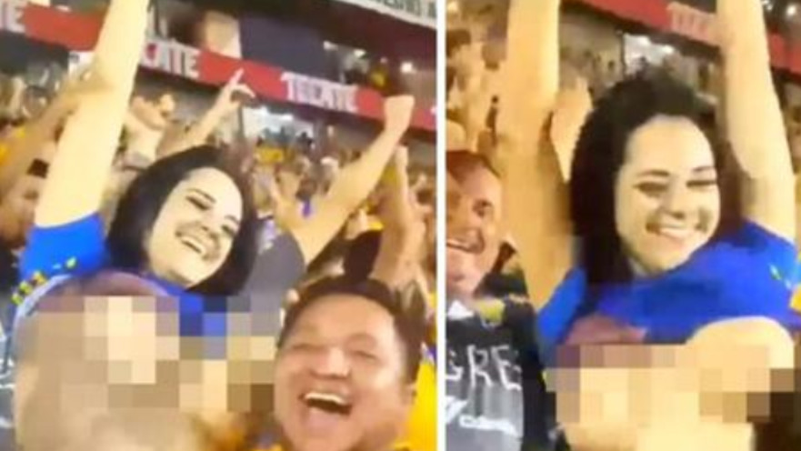 חשפה את שדיה מול אלפי איש ביציע