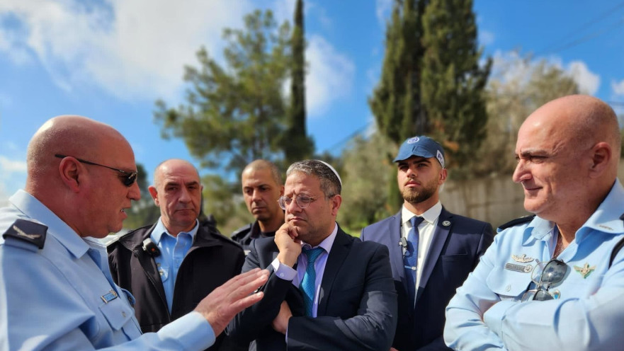 השר איתמר בן גביר בזירת הרצח בנצרת