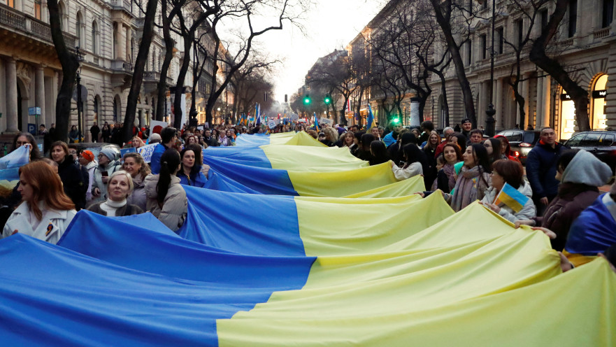 מחאה למען אוקראינה בבודפשט