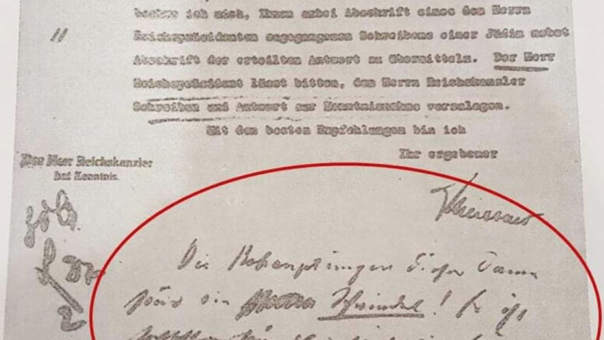 המכתב מתוך ספרו של שאול פרידלנדר גרמניה הנאצית והיהודים 1997 