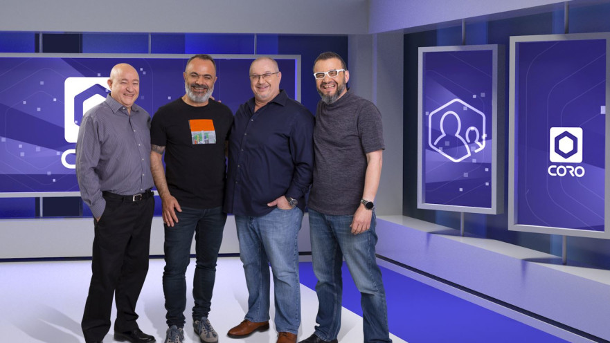 מייסדי קורו, מימין - דרור ליבר, גיא מושקוביץ, פרופ' כרמל דומשלק ודורון מילכטייך