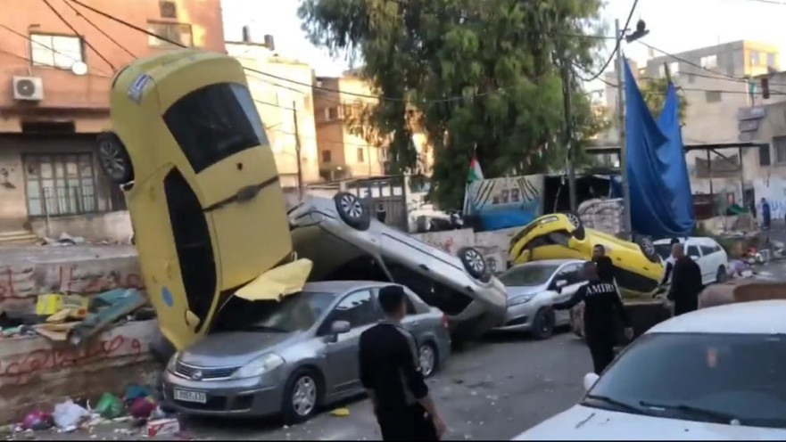 מכוניות הפוכות ליד טול כרם 