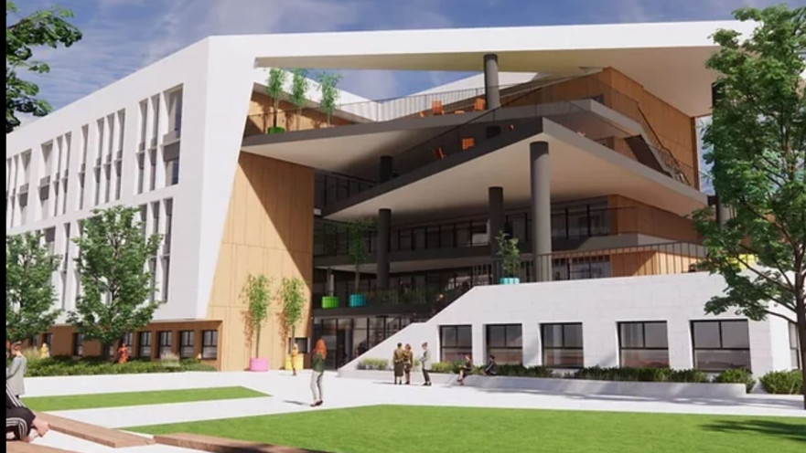 הדמיית בית הספר לבנות שלא יוקם ברחוב כץ. "למה לתקוע לנו מפלצת כזאת?"