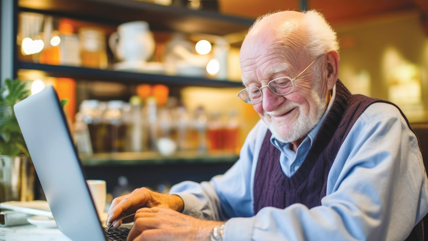 קשיש עם מחשב