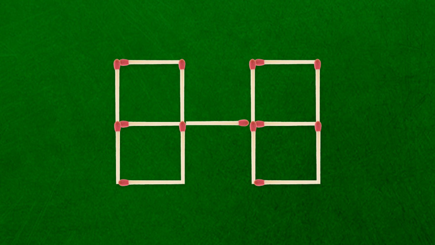 הזיזו רק שני גפרורים כדי לקבל שישה ריבועים