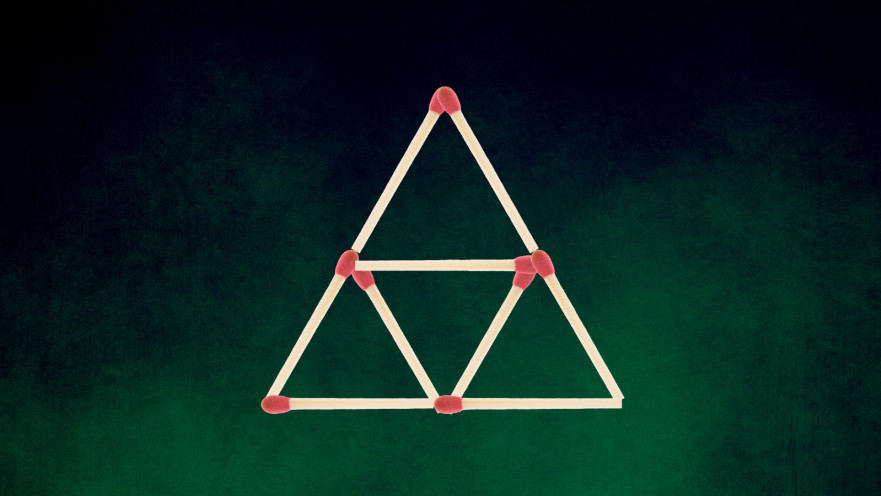 הסירו שני גפרורים כדי ליצור שני משולשים