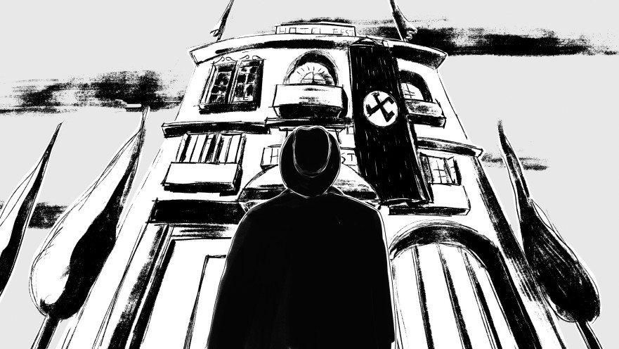 מחוץ לבניין הקונסוליה הנאצית בירושלים, 1933