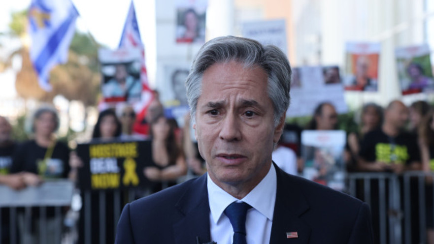 מזכיר המדינה האמריקאי אנתוני בלינקן באחד מביקוריו בישראל