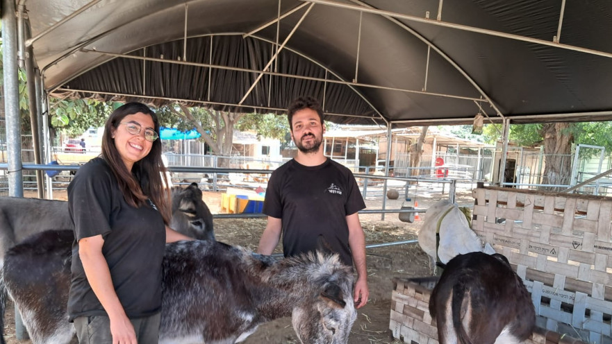 אור חזקיהו ותום קורדובה בחוות טבע קשר שקלטה חיות משק רבות מעוטף עזה והצפון