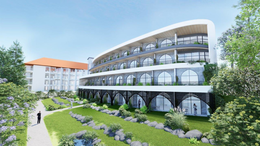 חזית דרומית בנין חדש, מלון הגושרים - אדריכלית אושרת בראון